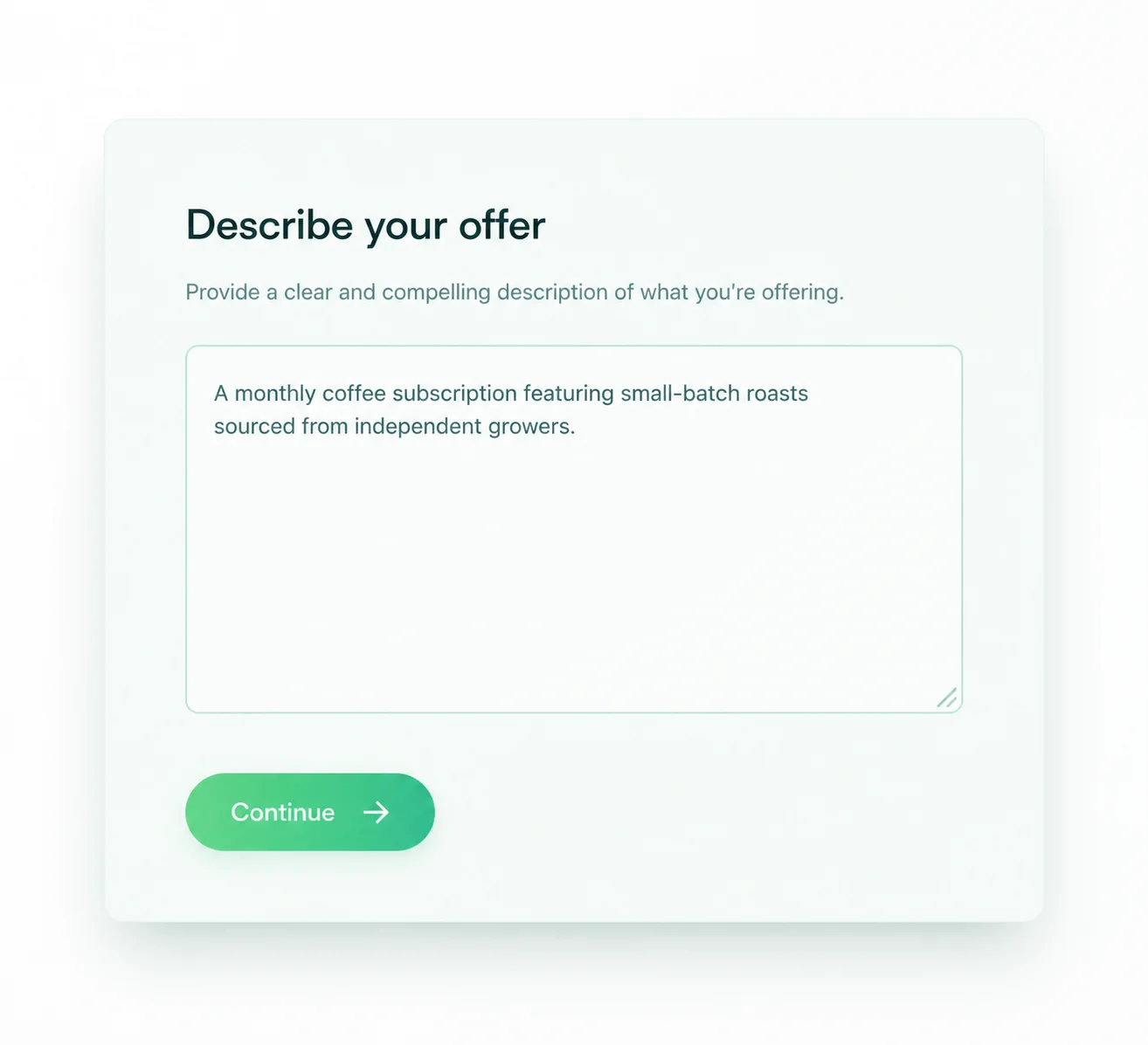 Describing an offer to the Digital Market AI free ad generator
